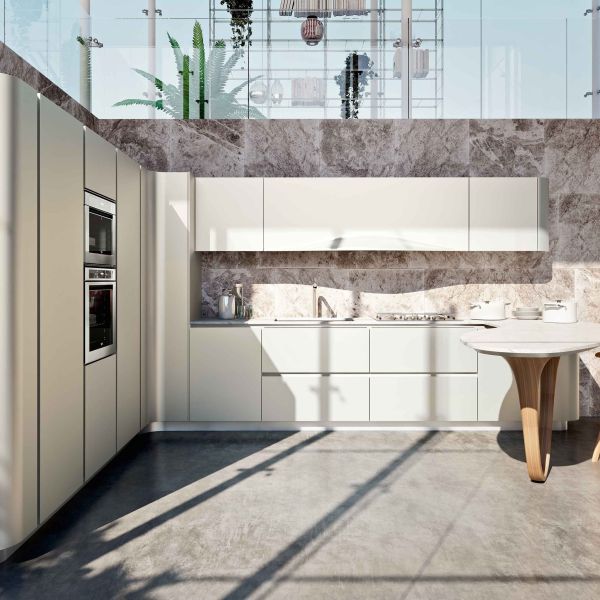 Quartz Stone Countertop Waterproof High Glossy Modern Kitchen Cabinets for Kitchen