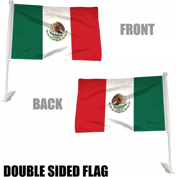 Custom Car Flag Screen Printed Mexico Car Flag With Plastic Pole