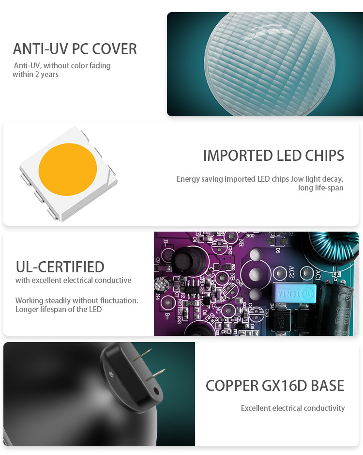 Salt Water UL Certificated Pool Light PAR56 Aluminum Anti UV PC Cover 2 Years Warranty