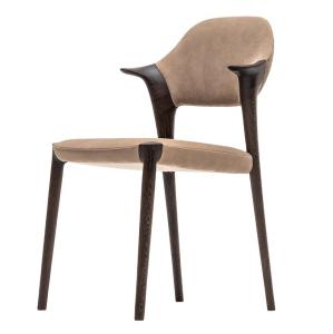 China Upgrade Your Dining Space with Italian Modern Solid Wood Dining Chair Armrests in Black/Brown Leather or Deerskin Velvet wholesale