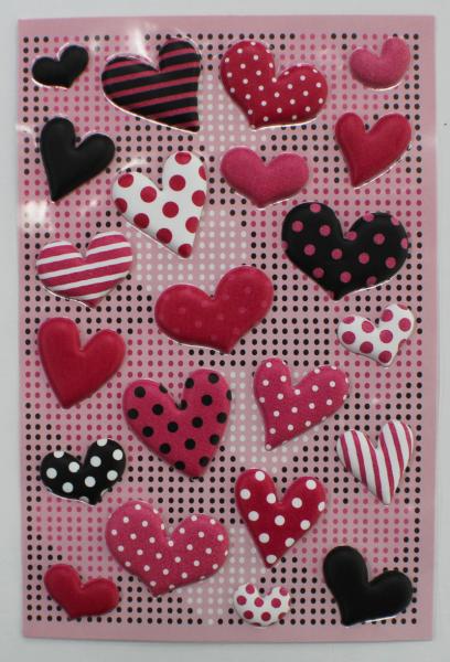 Quality Small 3D Heart Shaped Stickers , PVC PET EVA Puffy Heart Stickers For Envelopes  for sale