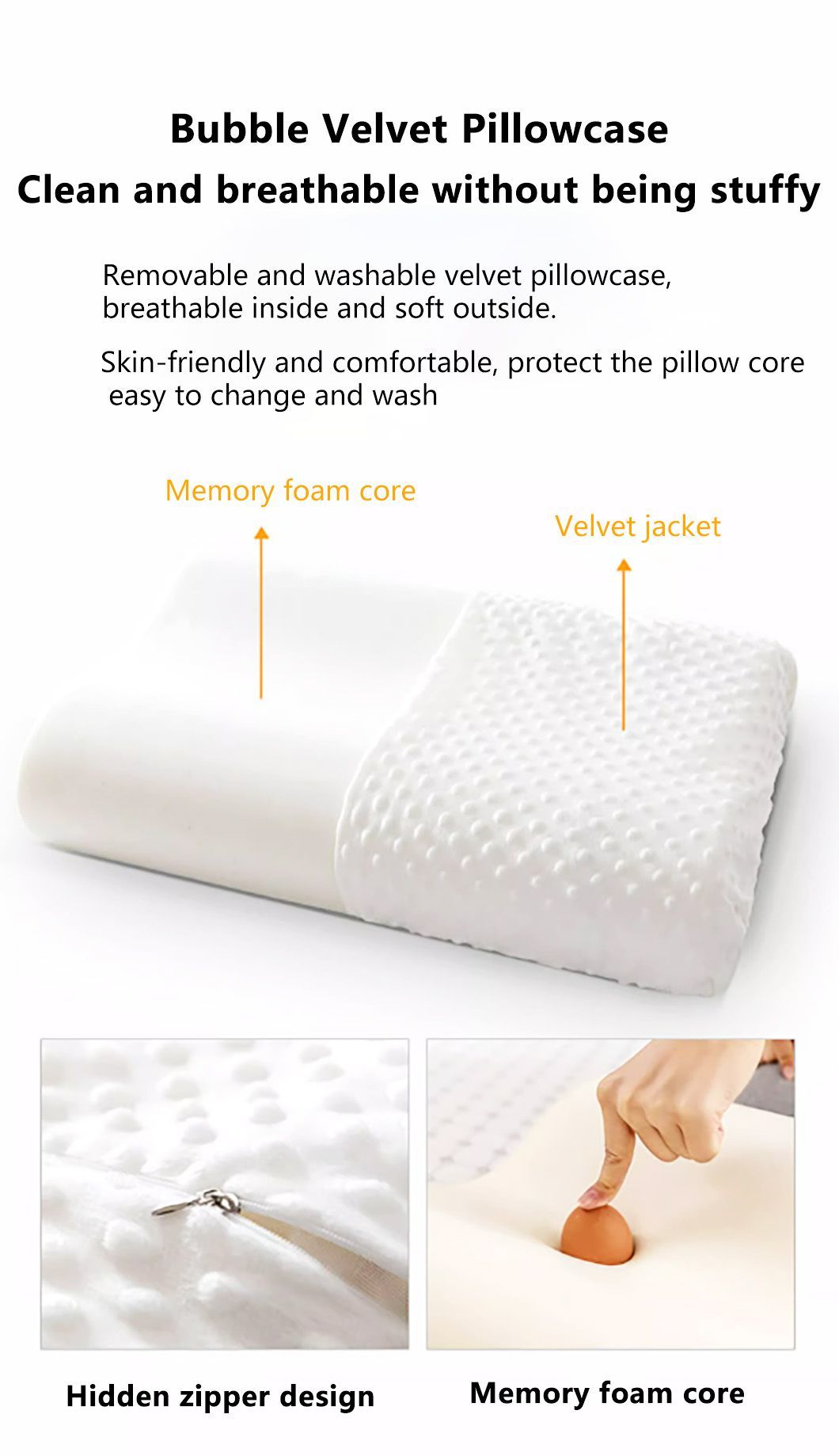 Comfortable Cervical Neck Bed Sleeping Breathable Contour Pillow Cooling Orthopedic Wave Memory Foam Pillow