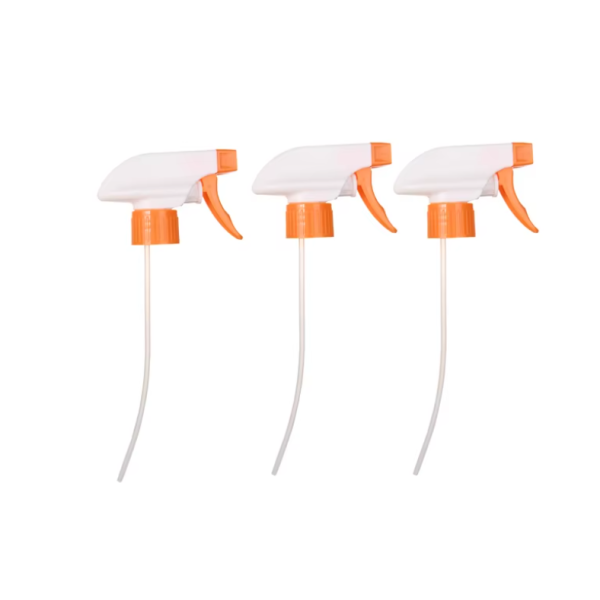 Orange Plastic Trigger Sprayer Cleaner Spray Head For Personal Care Liquid