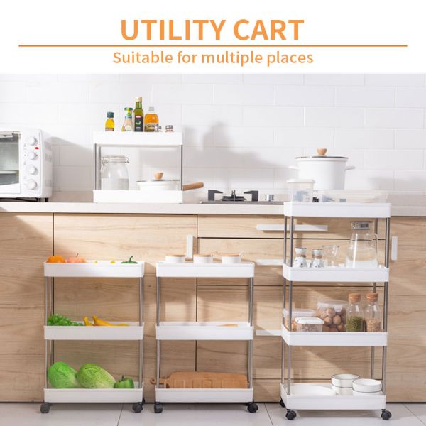 4 Tier Slim Kitchen Trolley Rack for Vegetable reusable lightweight Easy to install