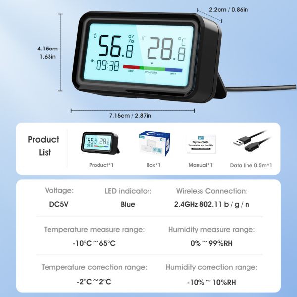 Tuya ZigBee Hygrometer Thermometer Sensor Remote App Voice Alexa Google Home Smart Home Wireless