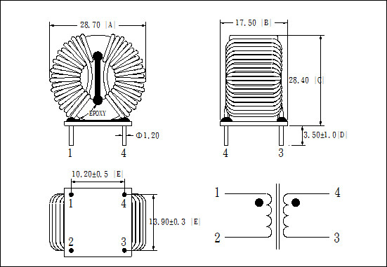 Reliable Toroidal Choke Ferrite Core Coil 1mh For Switching Regulator Inductors