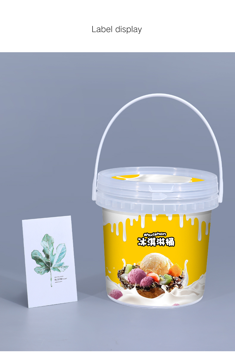 Customrized Logo White 1L Plastic Round Candy Tool Cookie Bucket With Lid And Handle