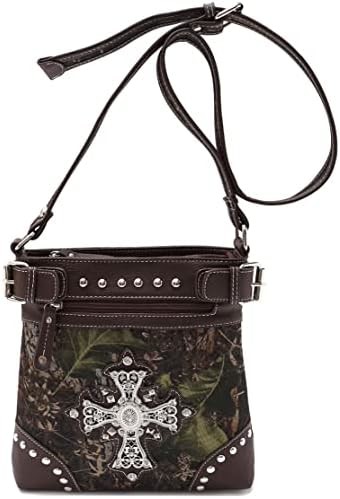 Camouflage Rhinestone Cross Pistol Buckle Western Crossbody Handbags Cowgirl