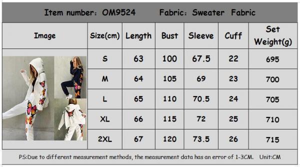 Casual Print Long Sleeve Cardigan Hoodie Sweatpants Women 2 Piece Sweatsuit Tracksuit Set