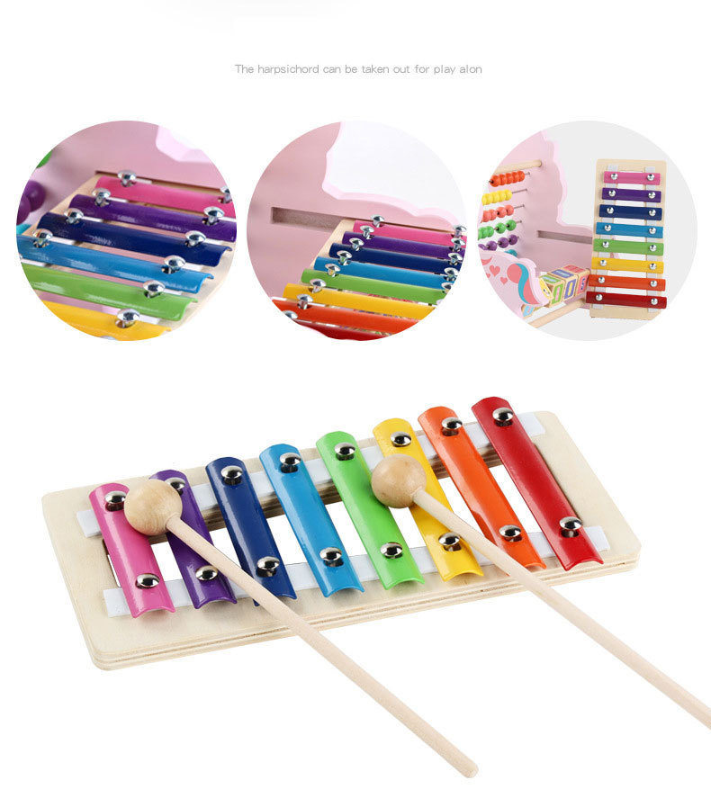 Unisex Education Toy Wooden Puzzle Blocks with Hammering Pounding and Piano Functions