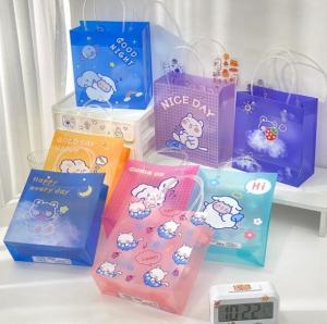 PVC Transparent Matte Tote Shopping Bag Custom Logo With Handle