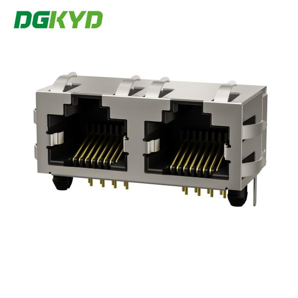 Quality Tab UP Ganged Double Port Magnetic Modular Jack Cat5e Rj45 Keystone Connector DGKYD561288HWA3DY1027 for sale