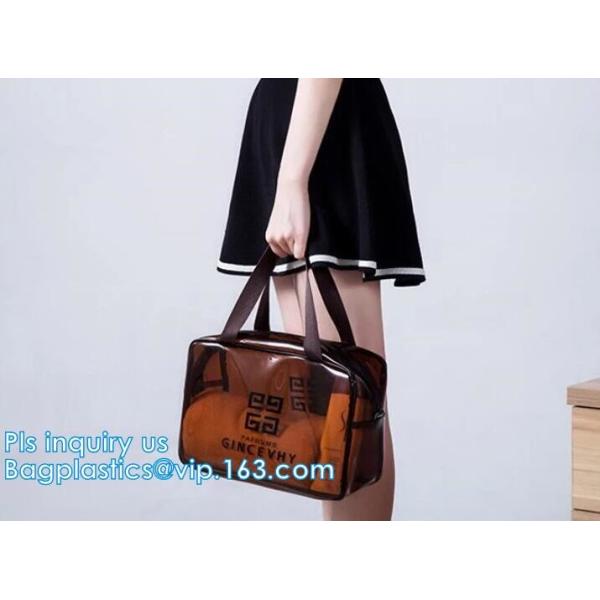 PVC multi function cosmetic case, PVC Transparent Women Travel Costmetic Bag Fashion Portable Trunk Zipper Makeup Organi