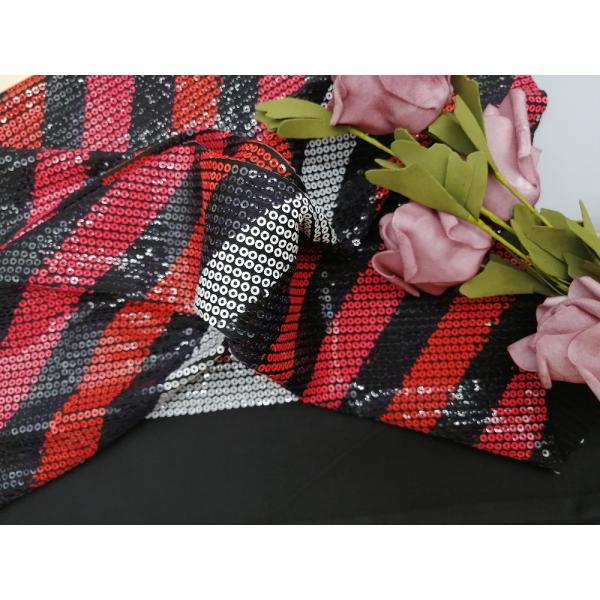 Party Colored Linear Printed Embroidered Sequin Lace Fabric