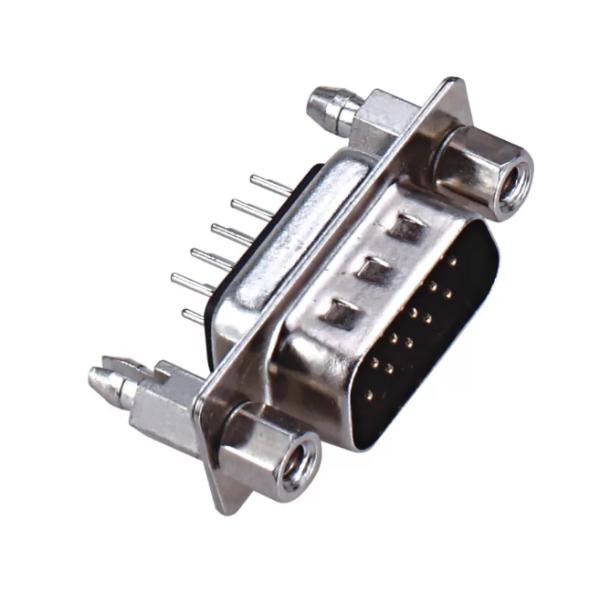 180° DIP Right Angled DB9 Industrial Connectors DSUB For PCB PBT Black With Back Fork Screw