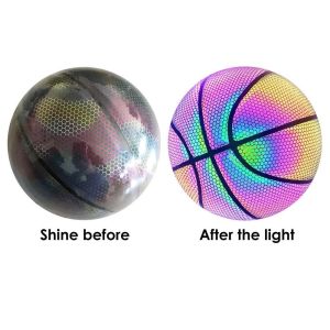 Luminous Basketball Ball Holographic Reflective Lighted Flash Ball Glowing