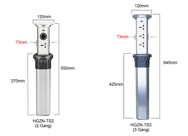 250V 13A Aluminum Alloy SAA Motorized Pop Up Power Socket