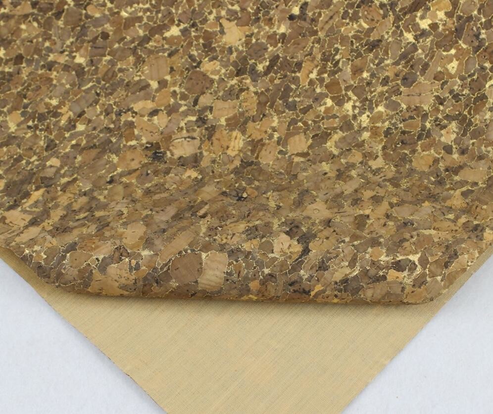 Wholesale 1.35m Width Nature Cork Fabric/Leather with Dark and Golden Color for Sofa, Phone Cover Making