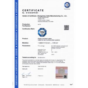 Zhongdong Cable Co., Ltd. Certifications