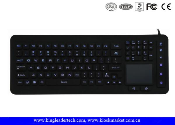 Quality Fully Sealed Cleanable Backlight Silicone Keyboard With Integrated Touchpad for sale
