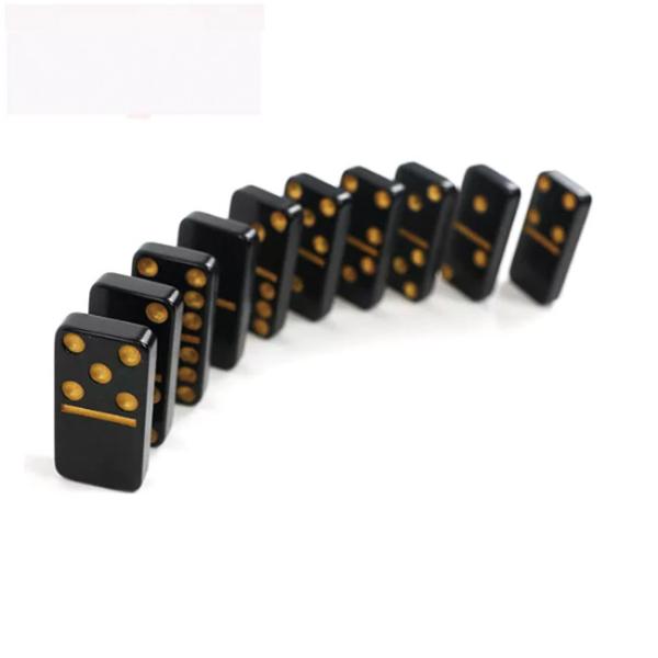 Quality Black And Gold Board Game Domino Set Double 9 Dominoes Set for sale