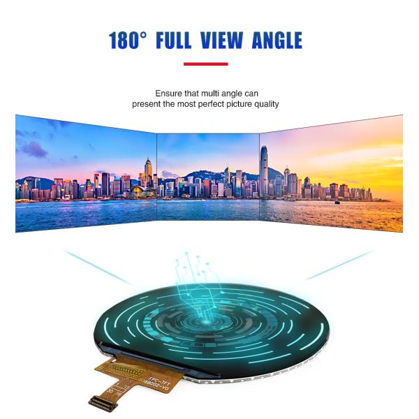 3.6 Inch Circular TFT LCD Display 544x506 Resolution IC ST72566 LVDS