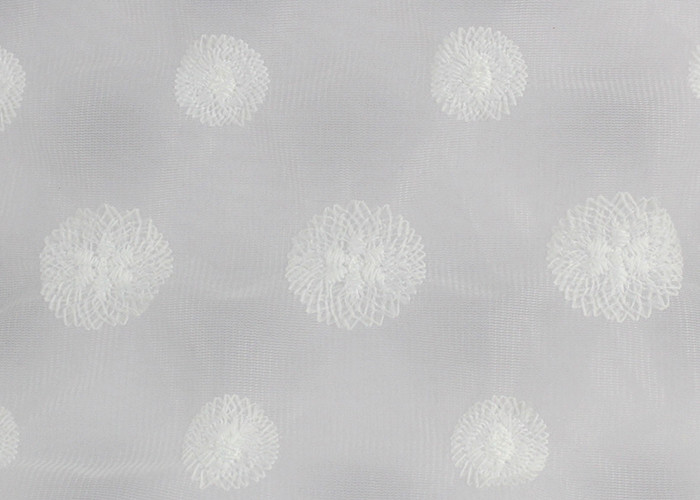 Embroidered Net Lace Fabric With Polyester Silk Circle Pattern For Wedding Dresses