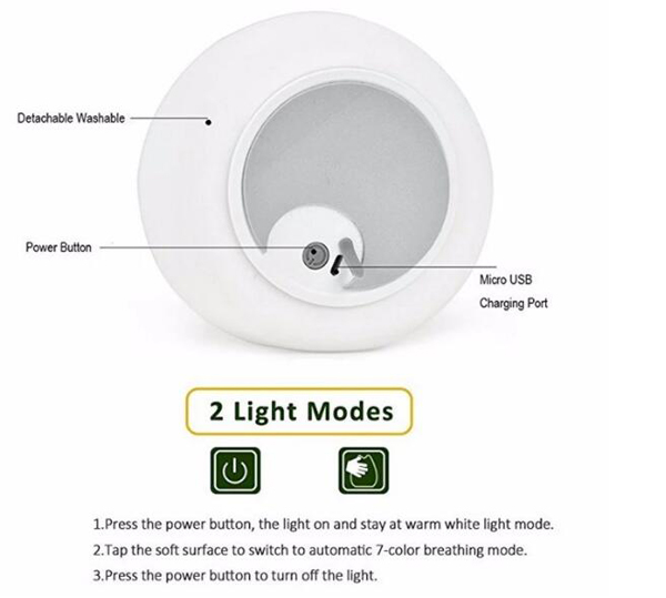 USB Charge Carton Silicone Night Light Multicolor Cute Cat Silicone Soft Nursery Lamp