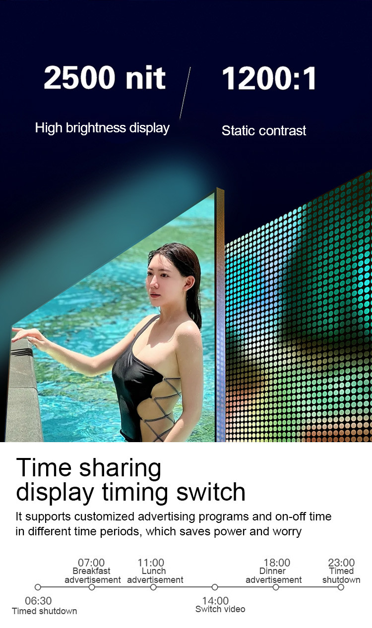 49 55 65 Inch 2500nits Shop Window Display Monitors Commerical Hanging LCD Screen