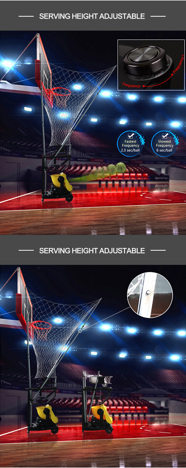 96W Basketball Shooting Machine , Adjustable Speed Automatic Rebounder