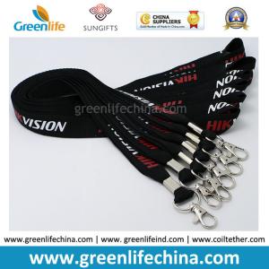 China China Custom Silk Nylon Unique Logo lanyard Black Color 20mm Width w/Thumb Hook wholesale