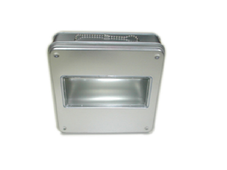 Personalized Square Tin Can With APET Window 146*146*40Hmm 4c Printing