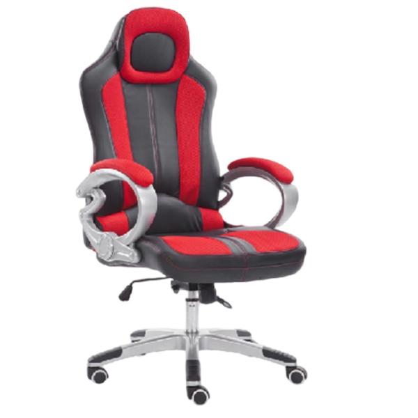 Ergonomic Chair With PU Castors Powder-coated Base 100mm Gaslift Tilt Mechanism Red / Black Mesh Armrests