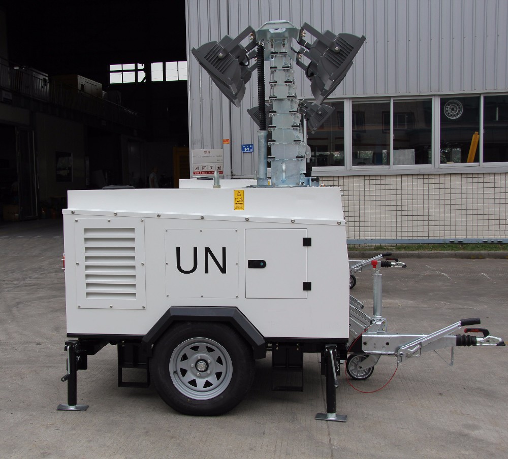 Trailer 10kva 10kw Portable Light Tower For Home Generator With Metal Halide 24V