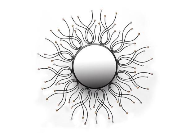 Quality Sun Mirror Wall Decor Black Metal Frame Dotted With Gold And Silver Color for sale