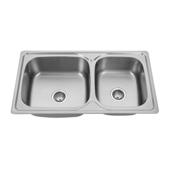 0.7mm Top Mount Kitchen Stainless Steel Double Bowl Sink SUS304