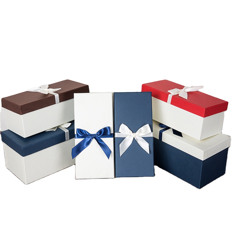 Custom Order Empty Cardboard Wedding Gift Box with Bow Tie and Ribbon Logo Printing