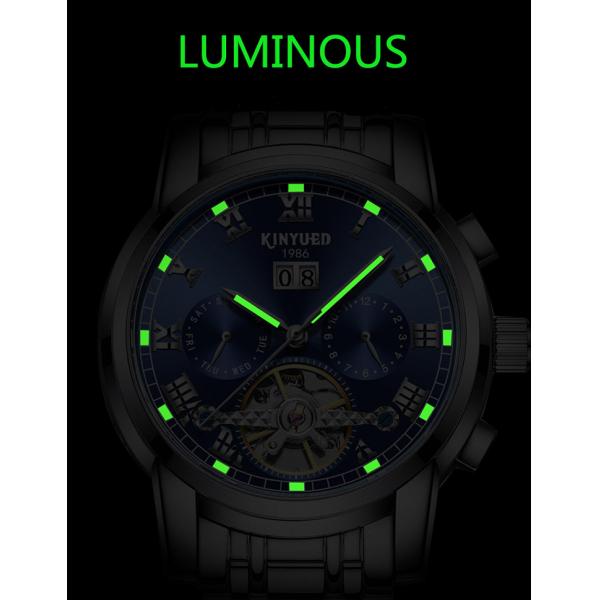 Luminous Mechanical Wrist Watch Business Moonphase Automatic Watch