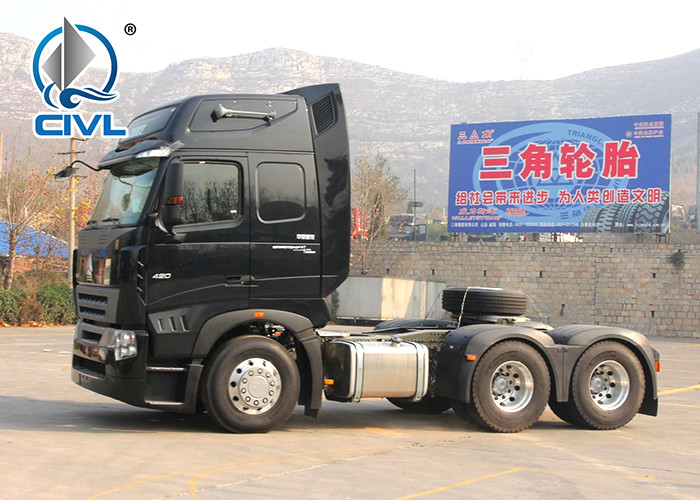 40 Ton Prime Mover Truck , Howo A7 Cabin Sinotruk 420hp 6x4 Tractor Head Truck
