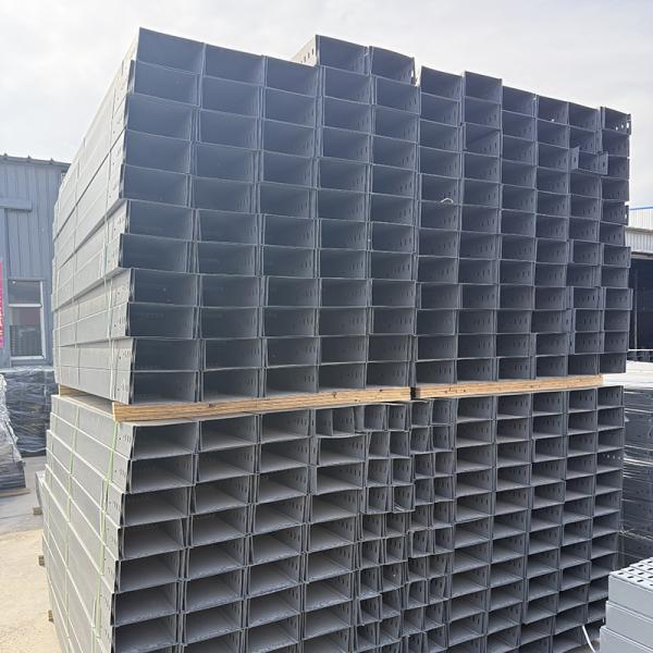 Perforated Cable Tray Heat Dissipation Fireproof Porous Plastic Coated Cable Tray Grey Metal Wire Trough