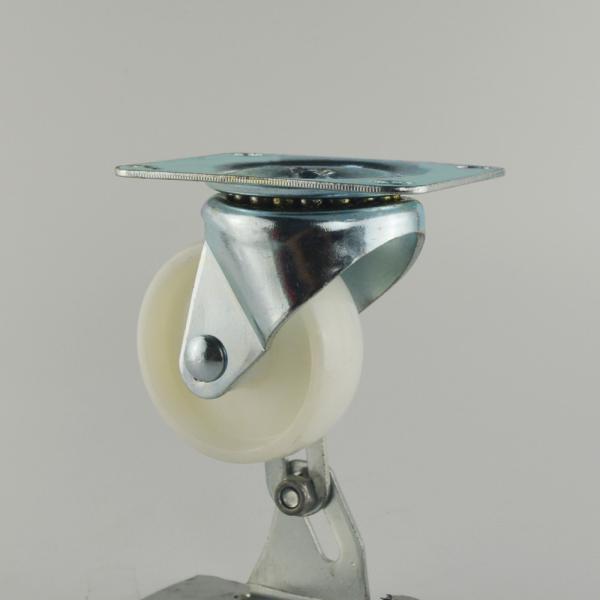 3 Inch Solid White Swivel Wheels Durable Nylon Low Profile Plate Castors For Machines