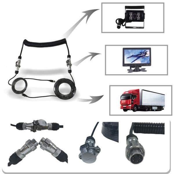 Auto Truck Backup Vision Systems Cable 7 Pin For 3 Video Audio Extension 4M