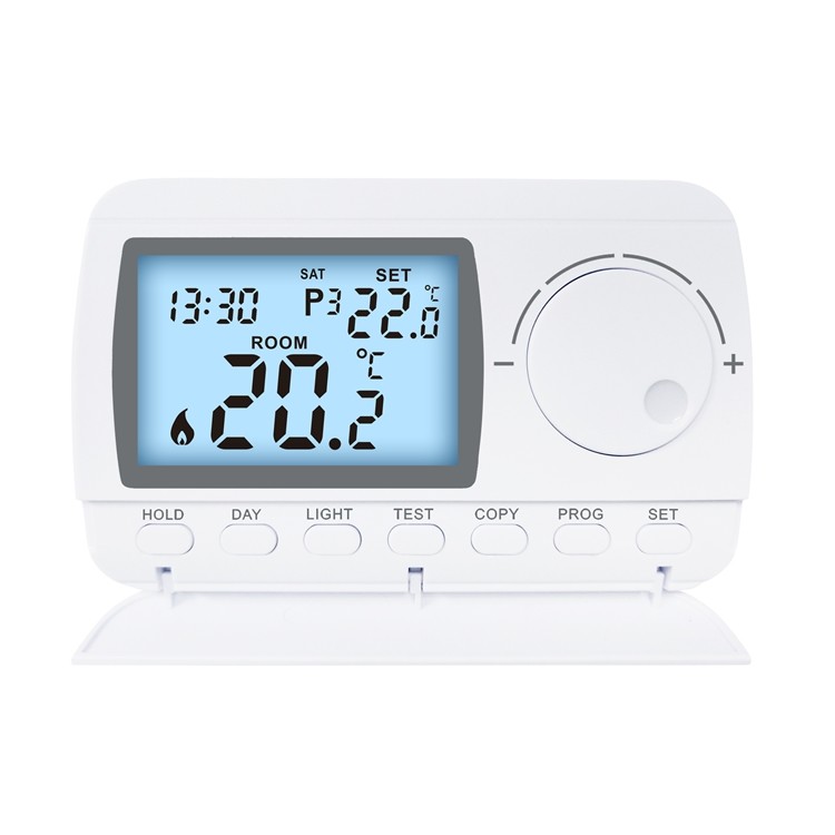 Riseem 230V White ABS Digital RF Programmable Room Wireless Thermostat For Gas Boilers