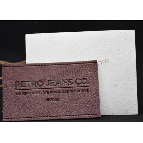 Debossed PU PVC Custom Leather Labels For Handmade Items