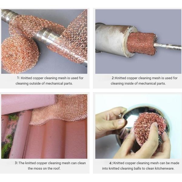 High Strength Copper Knitted Mesh , Cleaning Copper Wire Gauze for Kitchenware