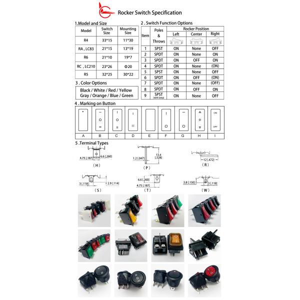 Good Quality White Light ON-OFF Rocker Switch for PLC Control Panel, 32*25mm, VDE, TUV, UL
