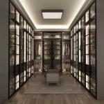 Modern Design Custom Aluminium Frame Glass Door MDF Walk-in Closet with Center