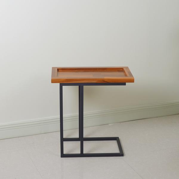 Quality Rectangular Coffee Side Table Teak Color H58cm With Metal Legs for sale