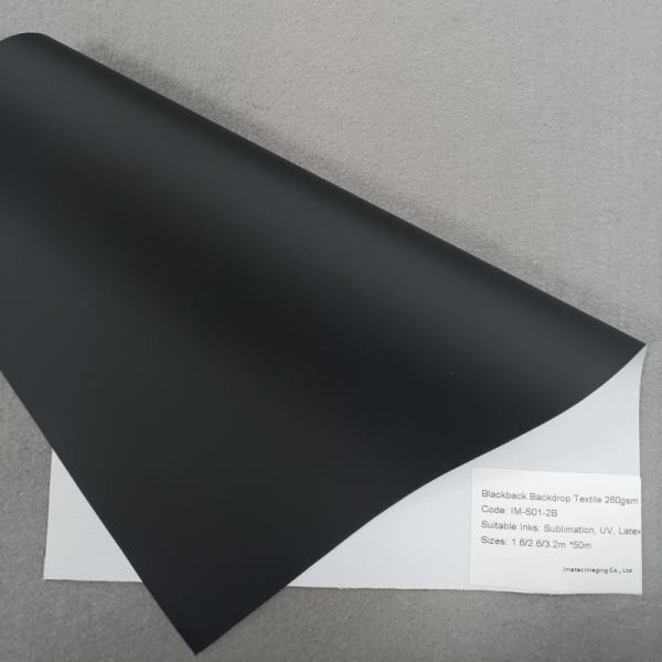 Direct Inkjet Backdrop Textile 260gsm Black Back B1 Flame Retardant Cloth Roll