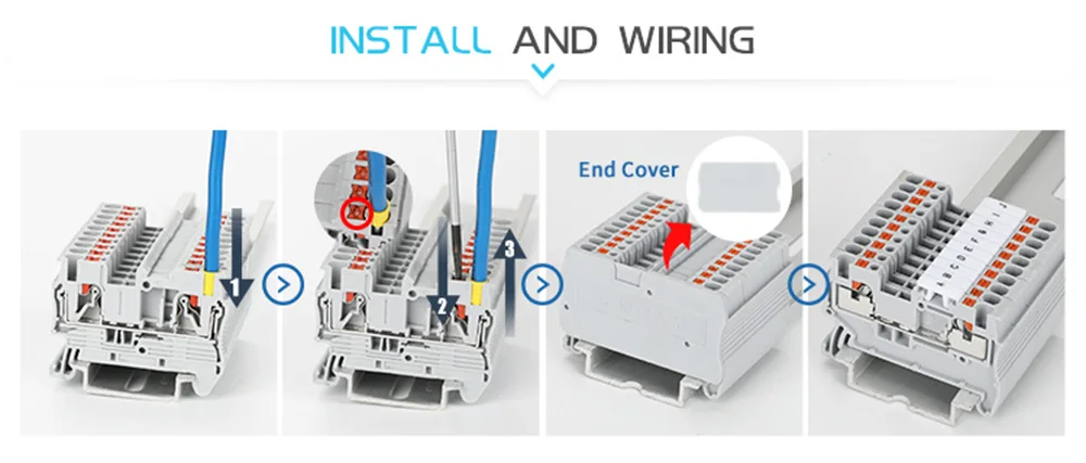 D-PT1.5 Barrier Plate For PT1.5 Wire Electrical Connector PT Type Din Rail Terminal Block Accessories D-PT 1.5 End Cover